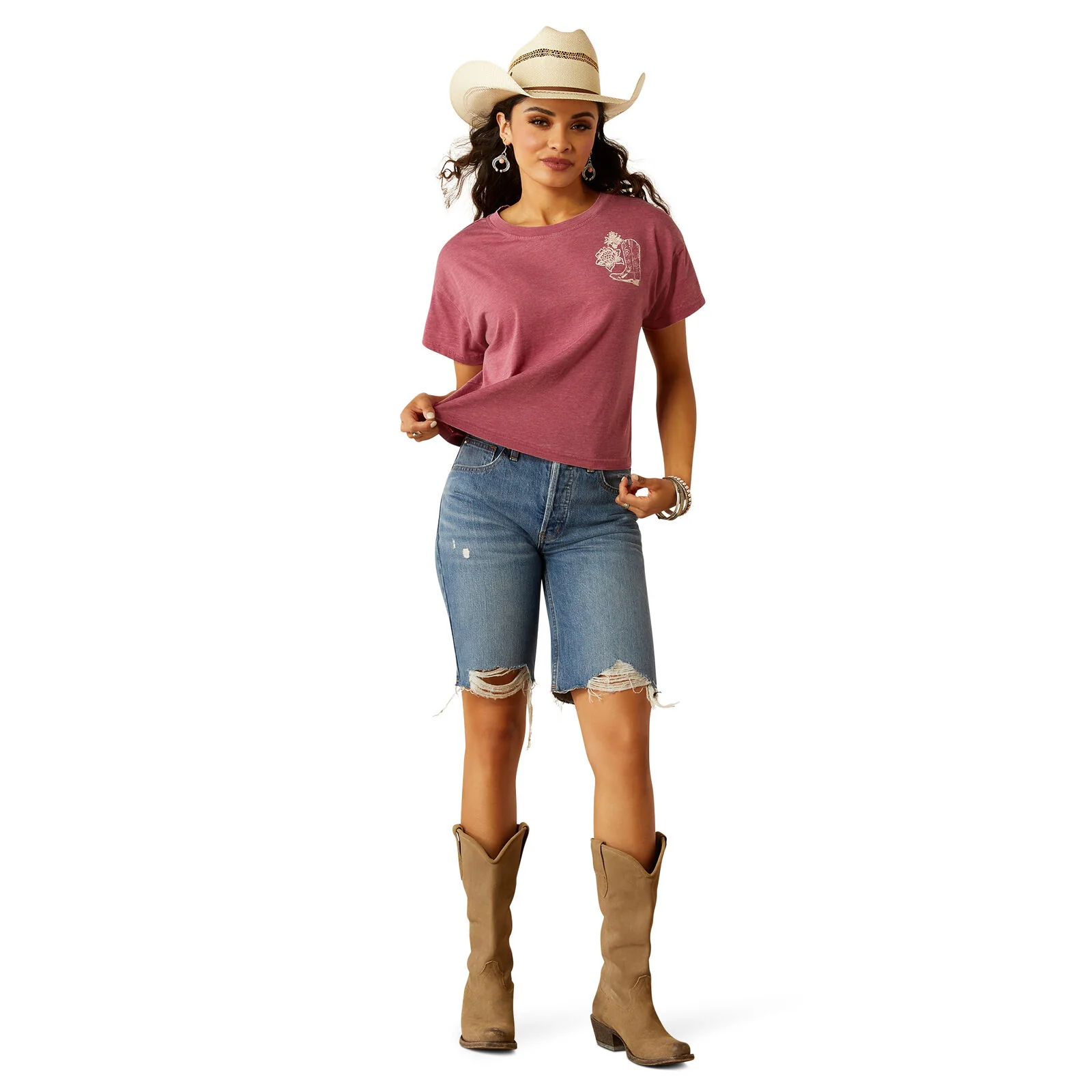 Ariat Womens Ramblin' S/S Tee (10055138) Dry Rose - Image 4