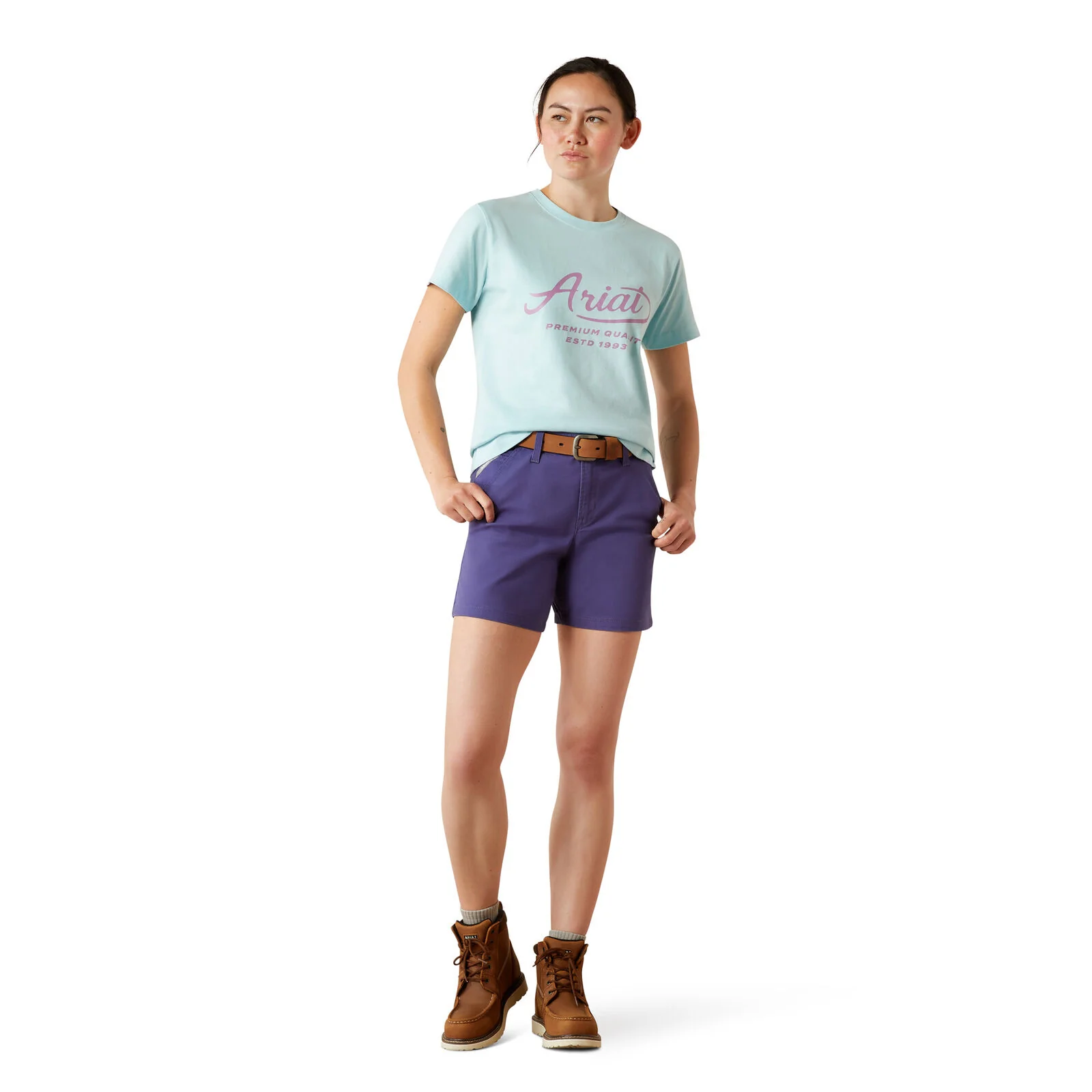 Ariat Womens Rebar Cotton Strong Worldwide S/S Tee (10054503) Aquatic - Image 4