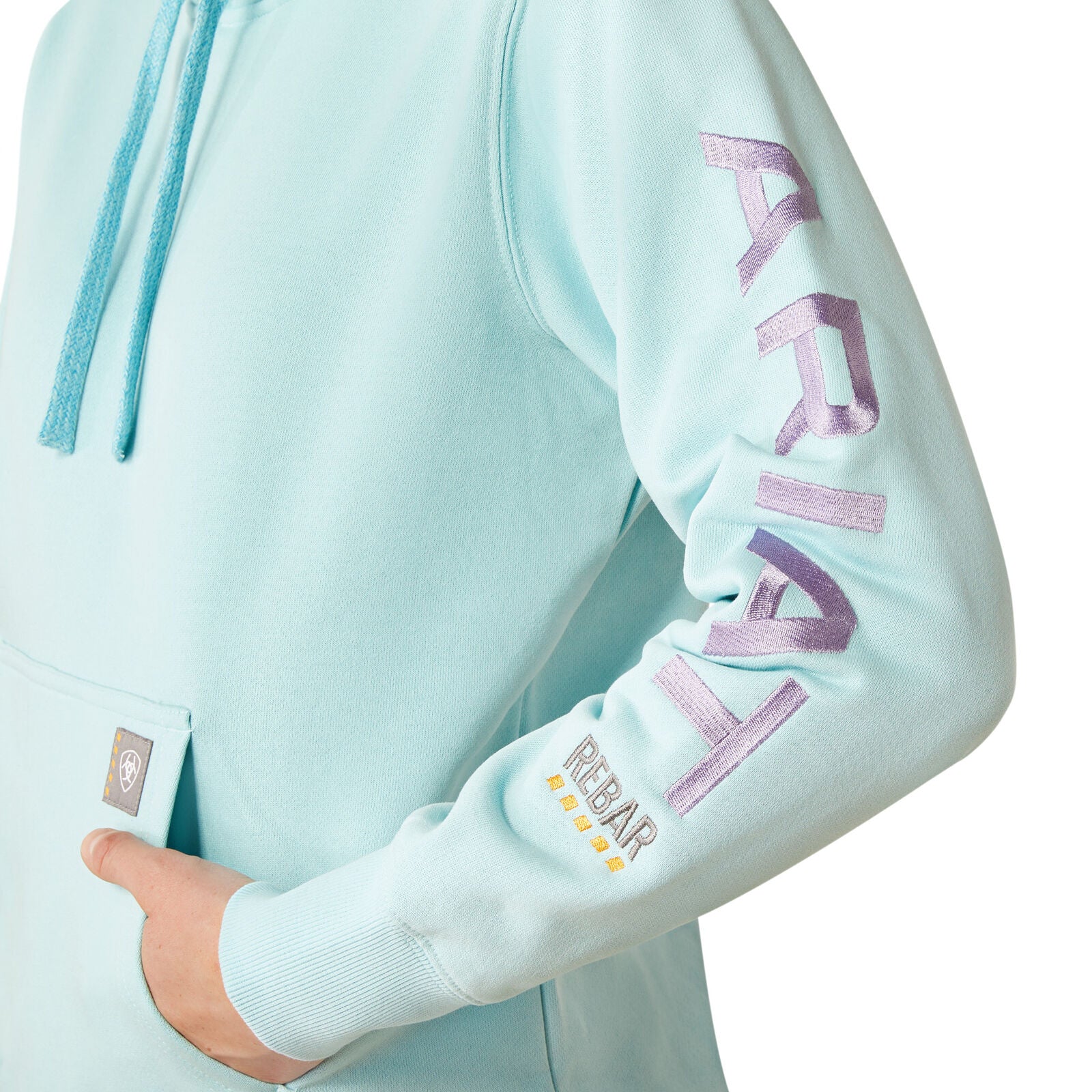 Ariat Womens Rebar Graphic Hoodie (10055110) Aquatic/Pastel Lilac - Image 3