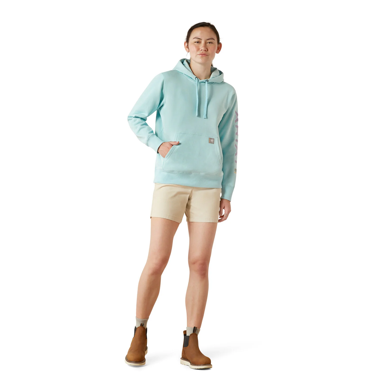 Ariat Womens Rebar Graphic Hoodie (10055110) Aquatic/Pastel Lilac - Image 5