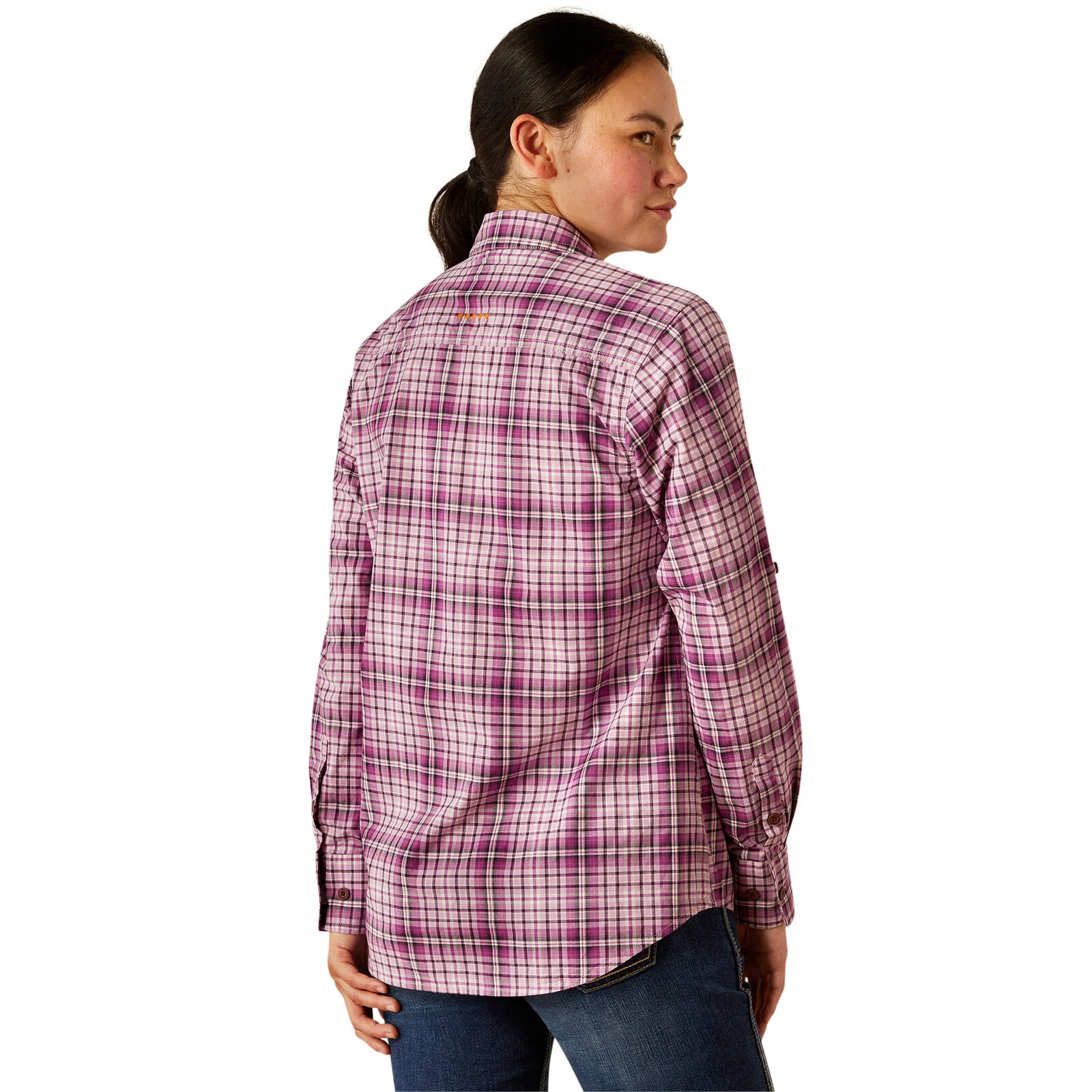 Ariat Womens Rebar Made Tough Durastretch L/S Work Shirt (10055077) Smokey Grape - Image 2