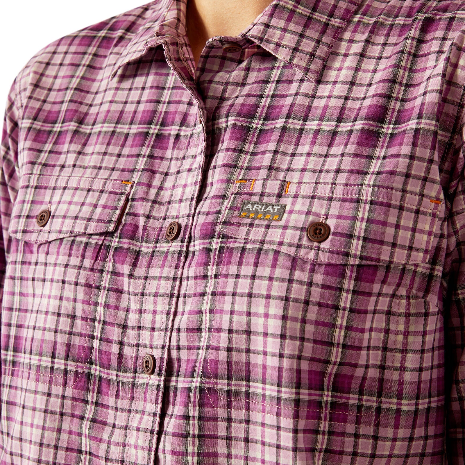 Ariat Womens Rebar Made Tough Durastretch L/S Work Shirt (10055077) Smokey Grape - Image 3