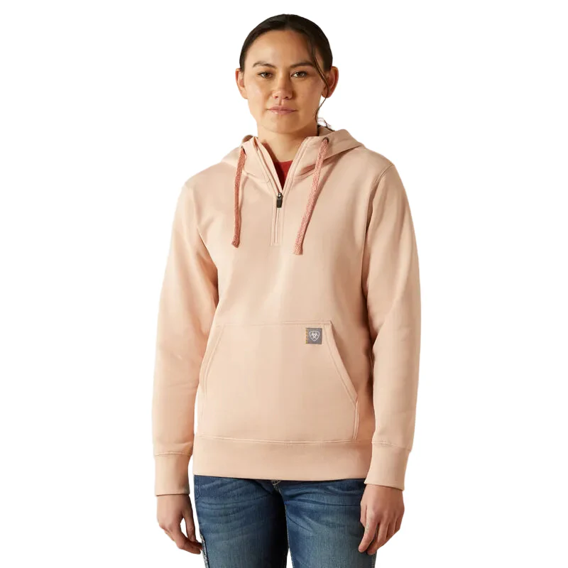 Ariat Womens Rebar Skill Set 1/2 Zip Hoodie (10062652) Cameo Rose