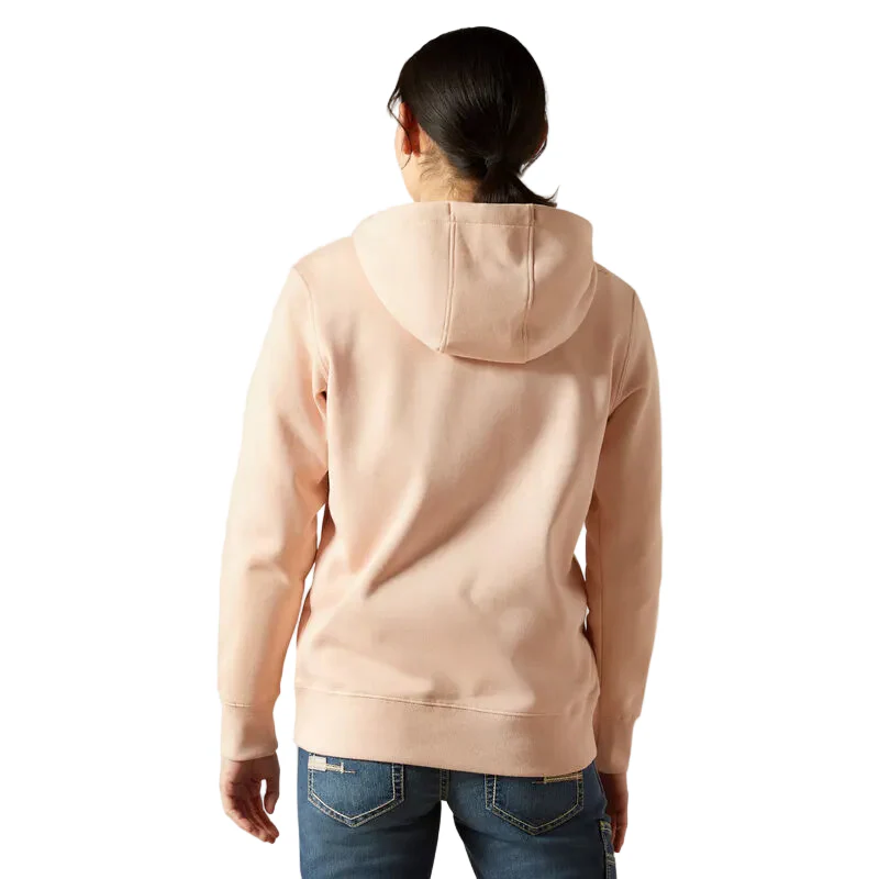 Ariat Womens Rebar Skill Set 1/2 Zip Hoodie (10062652) Cameo Rose - Image 2