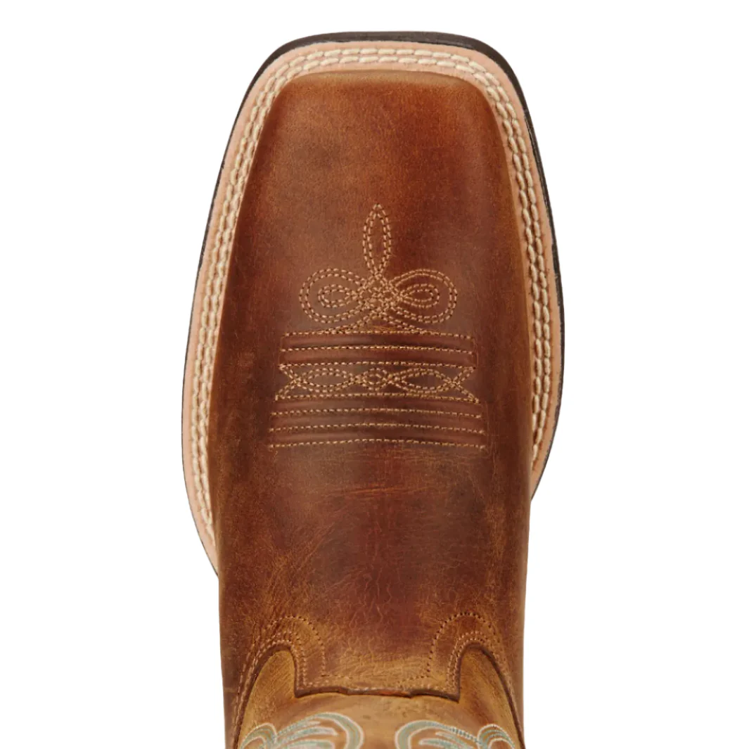 Ariat Womens Round Up Wide Square Toe Western Boots (10018528) Powder Brown - Image 4