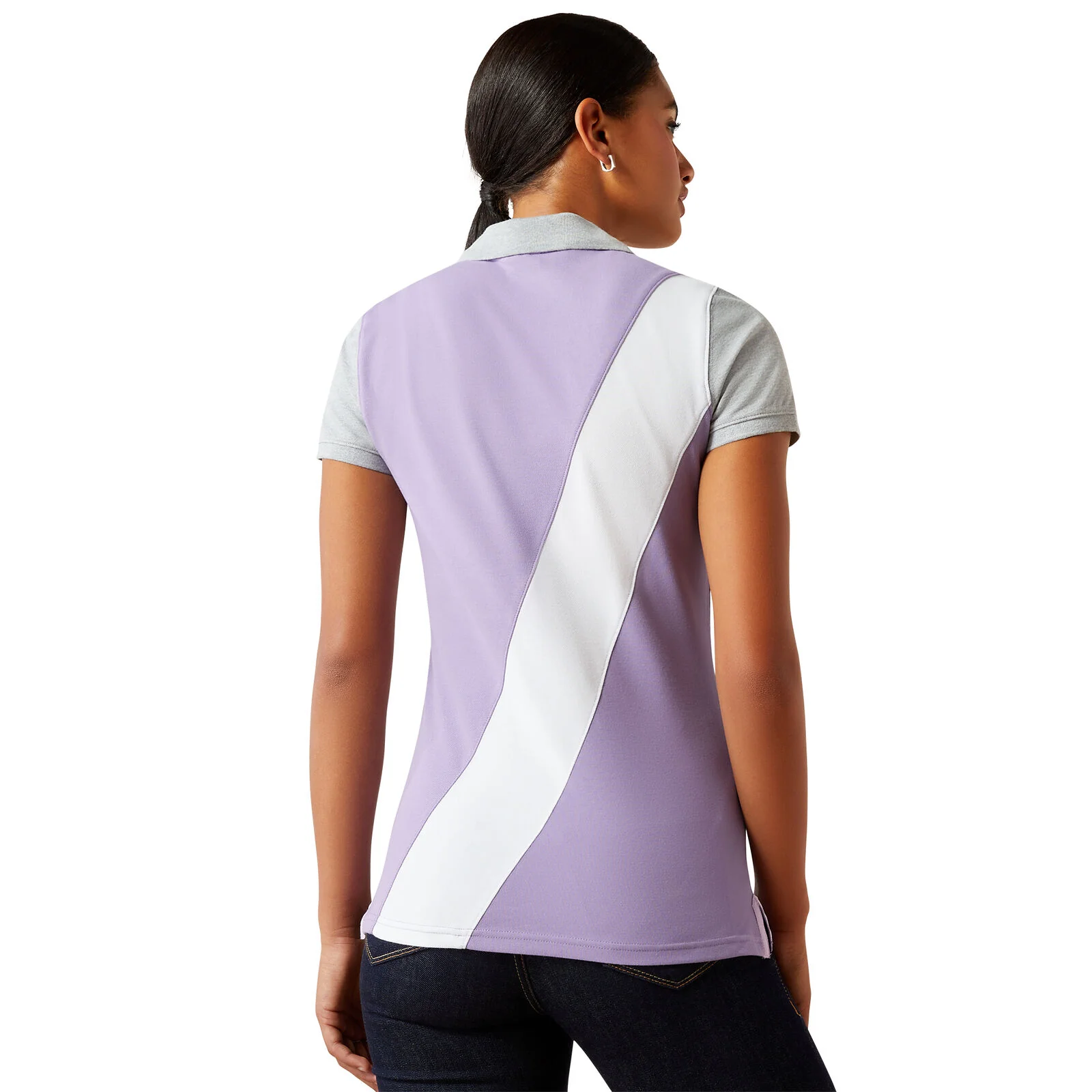 Ariat Womens Taryn S/S Polo (10055246) Chalk Violet/Orchid Bloom - Image 2