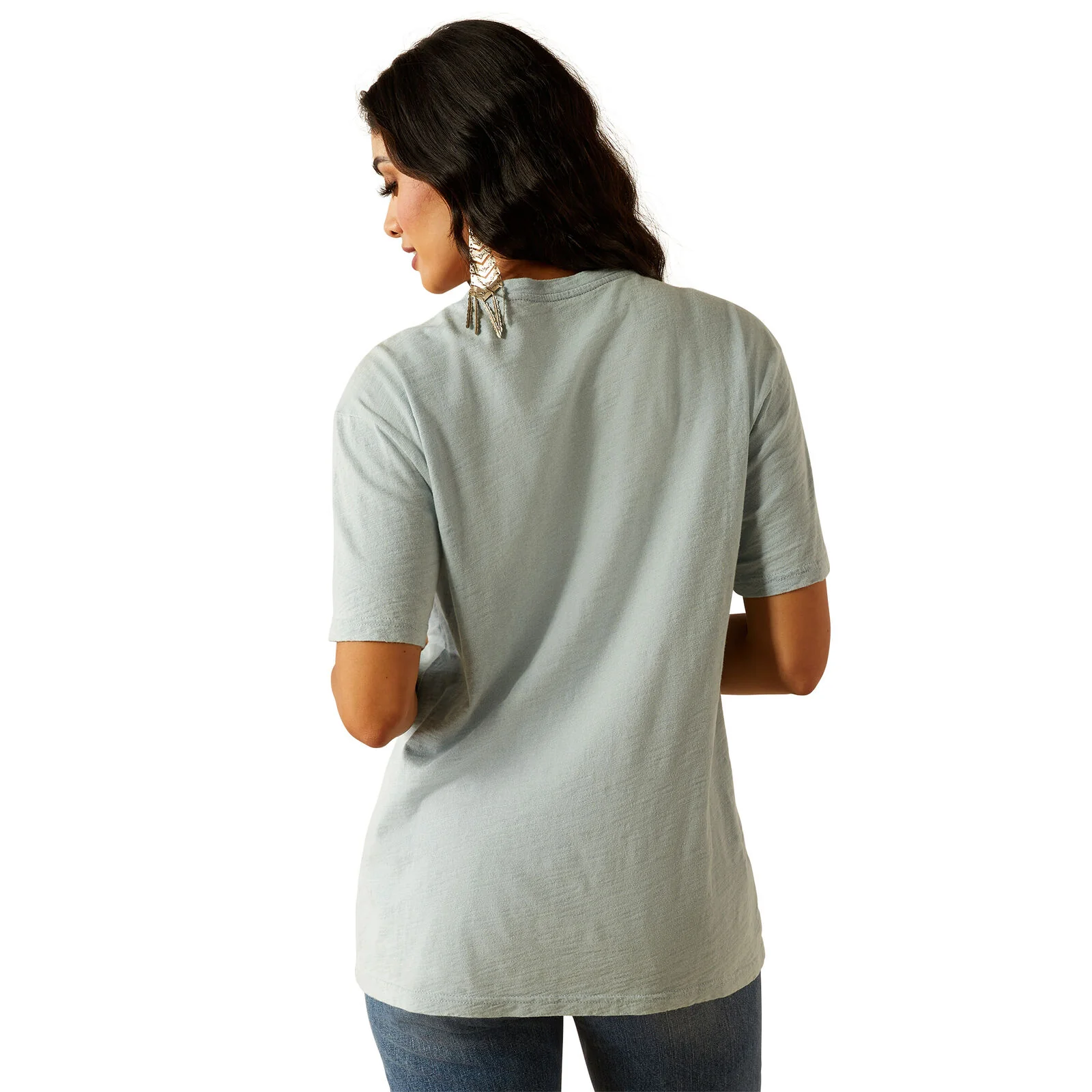 Ariat Womens Wild West Stamp S/S Tee (10055128) Bleached Blue - Image 2