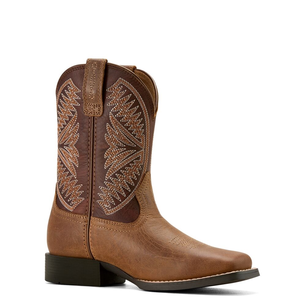 Ariat Youth Ruidoso Western Boots (10061136) Pearl/Chocolate Brown - Image 6
