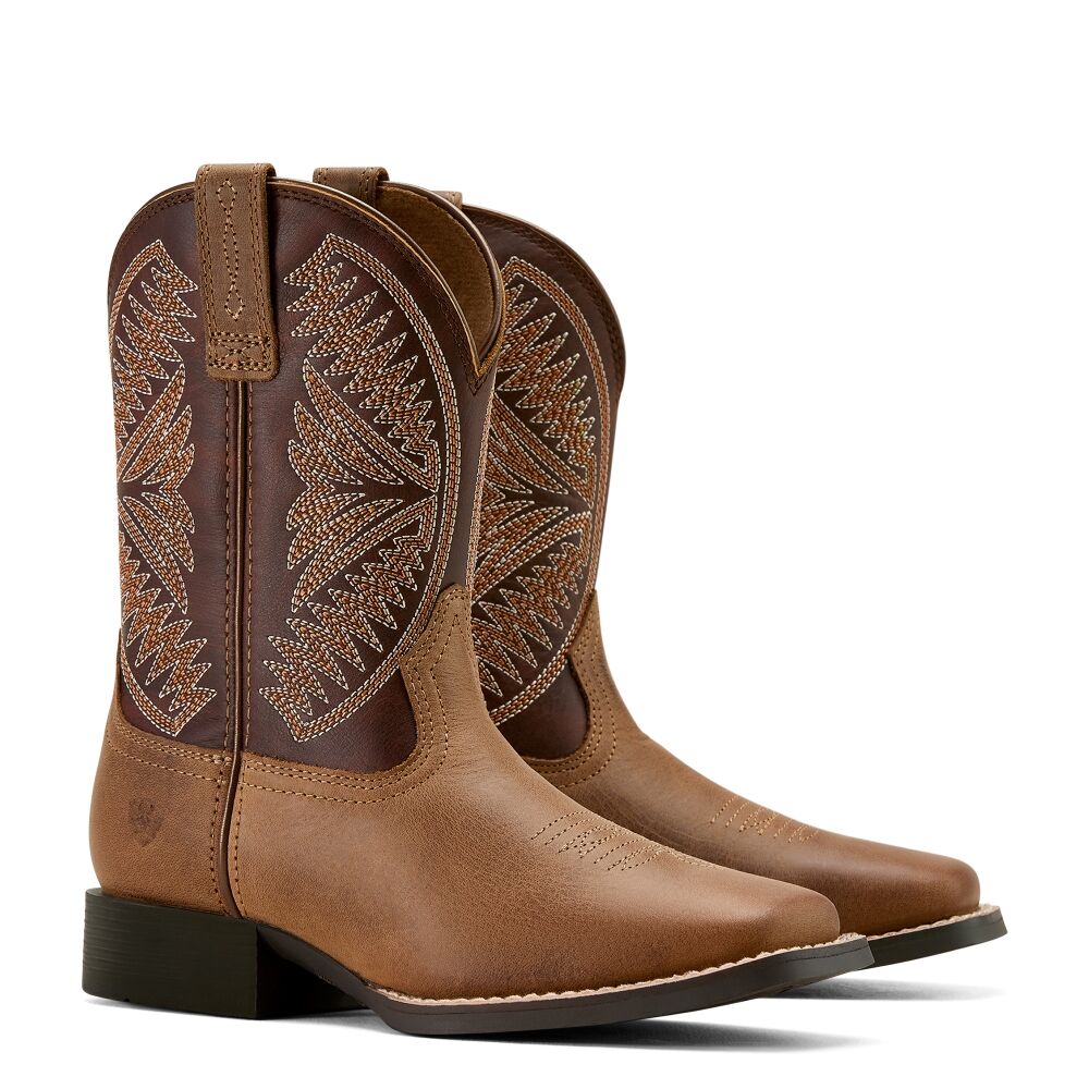 Ariat Youth Ruidoso Western Boots (10061136) Pearl/Chocolate Brown - Image 7