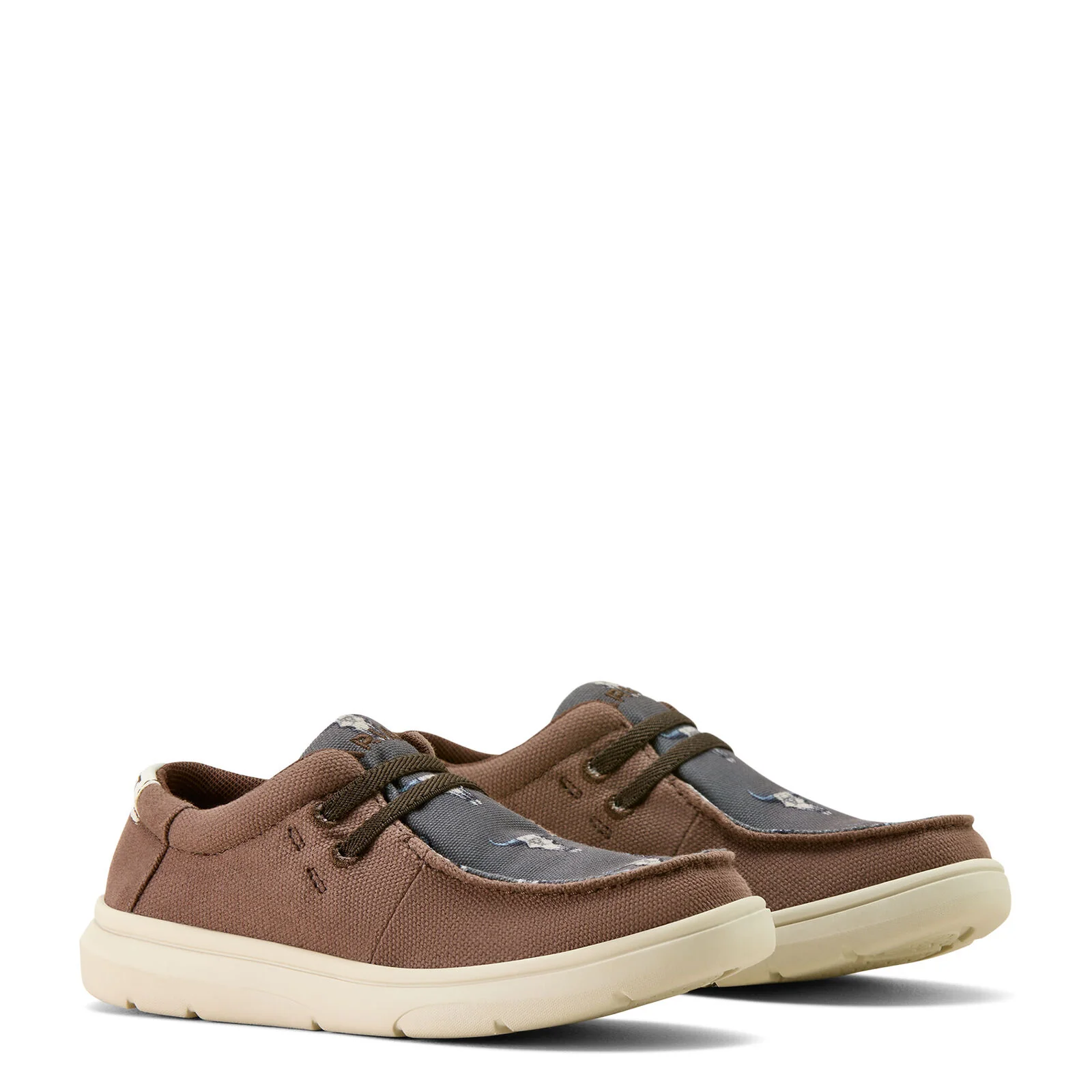 Ariat Youths Hilo Shoes (10063935) Chocolate/Ariat Steer Heads - Image 7