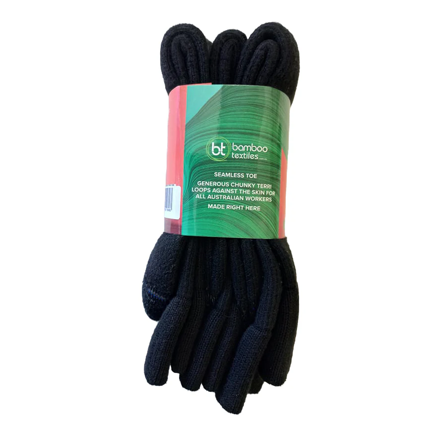 Bamboo Textiles Aussie Extra Thick Black Socks 3-Pack - Image 3