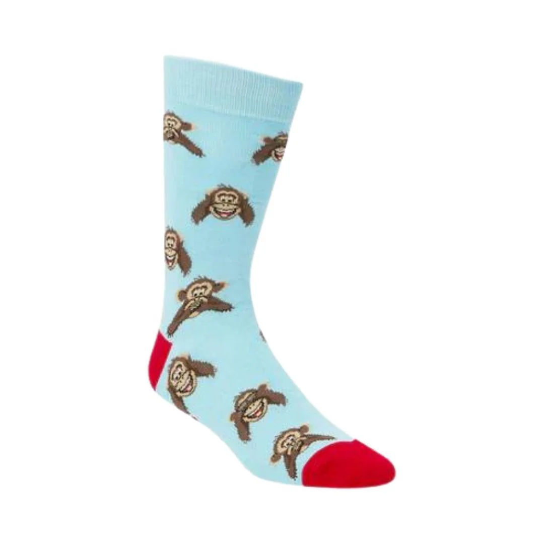 Bamboozld Socks Mens Monkey Business Bamboo Socks (BBW21MONKEYBUSR) Sky 7-11 - Image 2