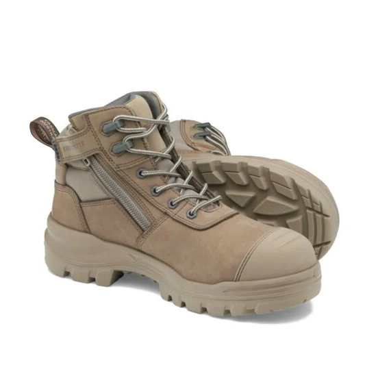 Blundstone Mens Rotoflex TPU Composite 5" Zip Lace Up Safety Boots (8553) Stone - Image 6