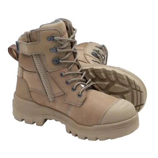Blundstone Unisex Rotoflex TPU-Safety 150mm Ankle Zip Lace Up Boots (8063) Stone Nubuck - Image 6