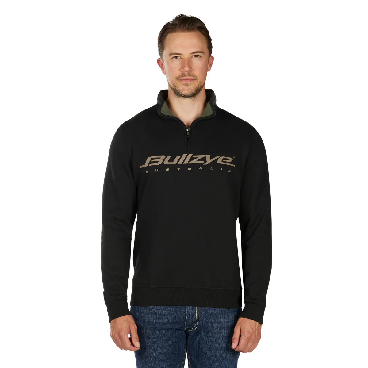 Bullzye Mens Logo 1/4 Zip Pullover (B6W1517504) Black - Image 2