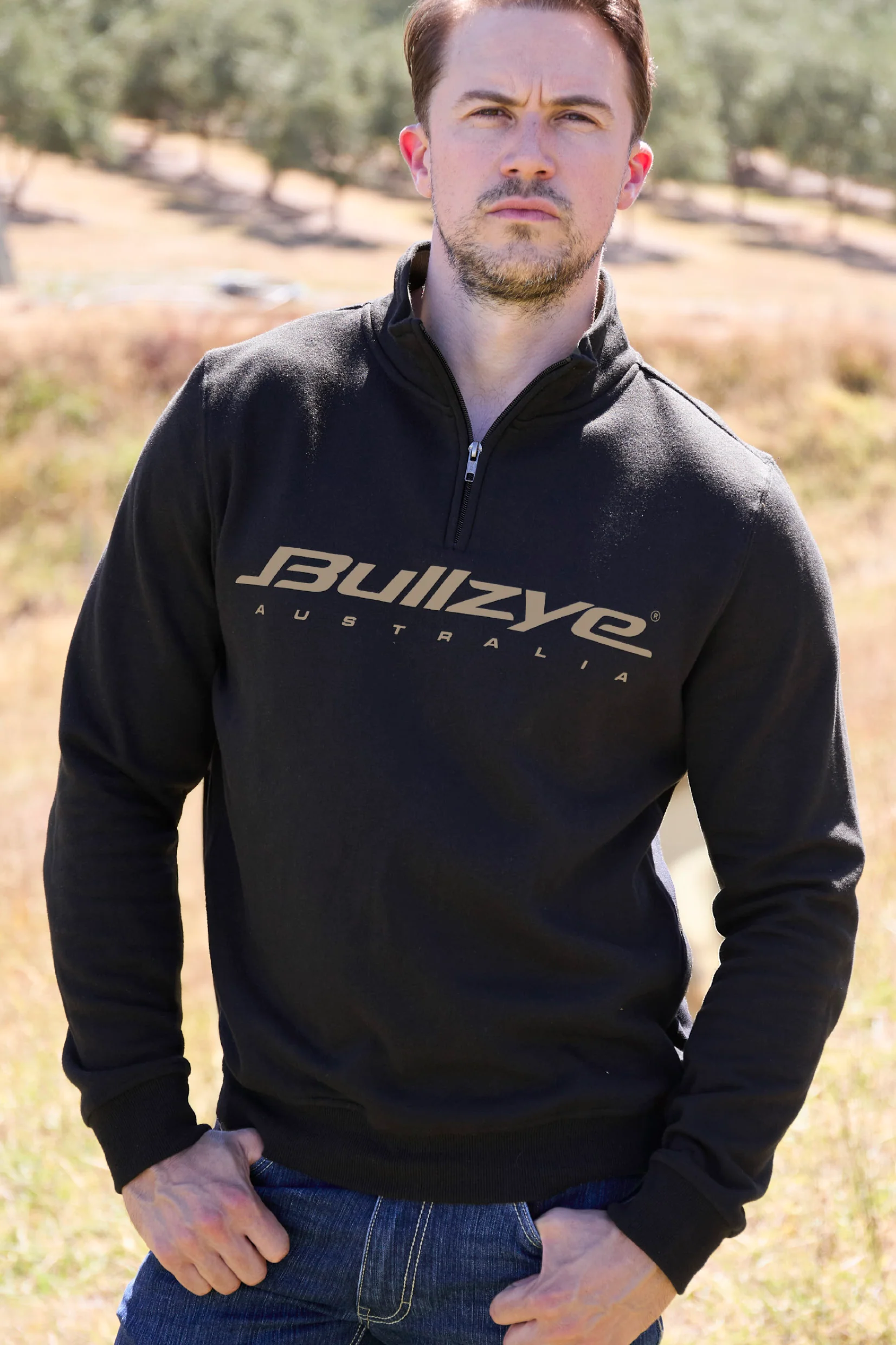 Bullzye Mens Logo 1/4 Zip Pullover (B6W1517504) Black - Image 5