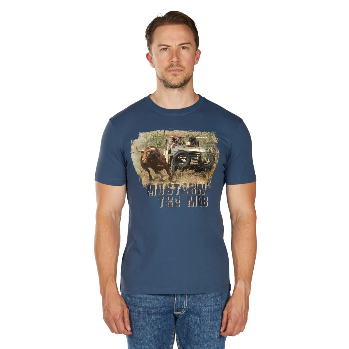 Bullzye Mens Muster S/S Tee (B6W1503510) Blue Steel - Image 4