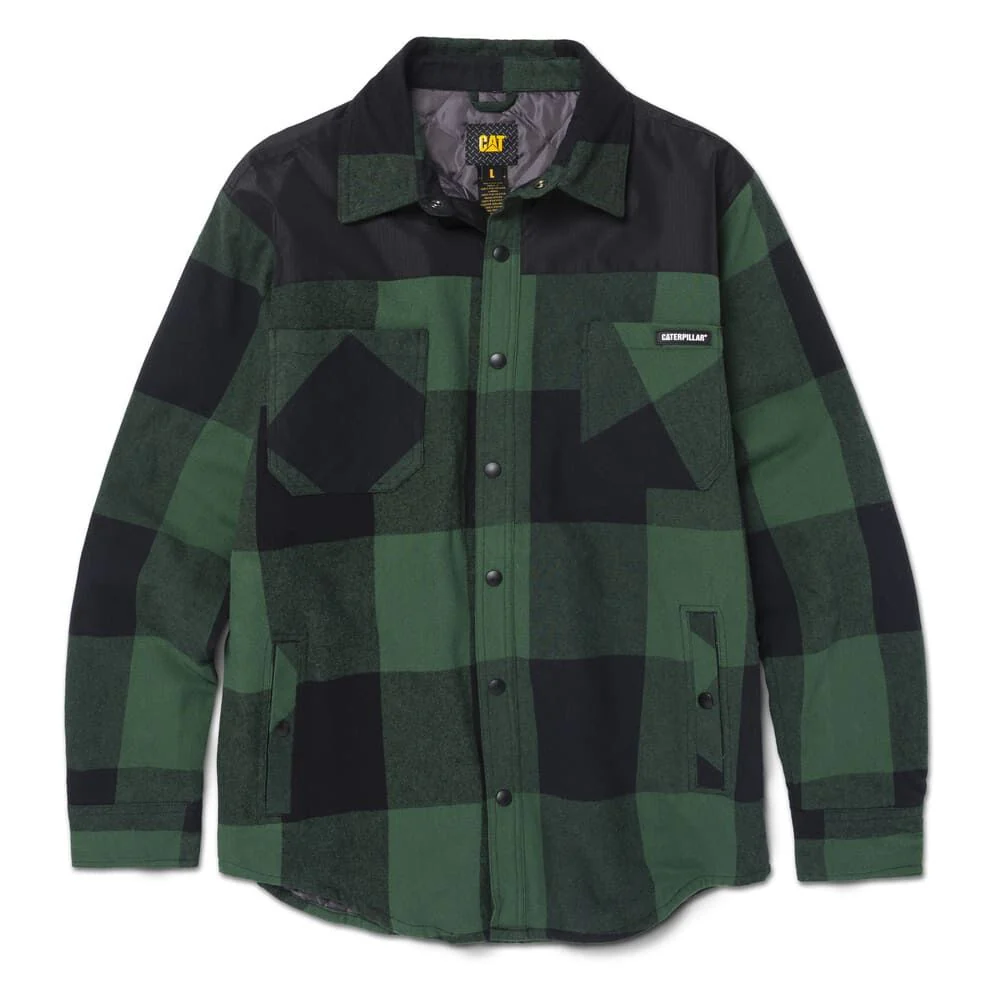CAT Mens Block Check Insulated Shirt Jacket (8040001.14316) Pineneedle Black - Image 2