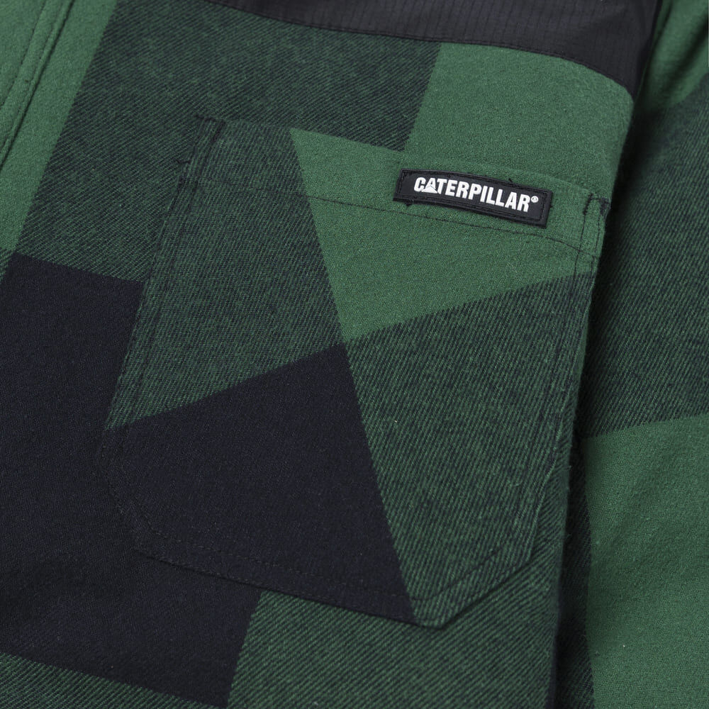 CAT Mens Block Check Insulated Shirt Jacket (8040001.14316) Pineneedle Black - Image 5