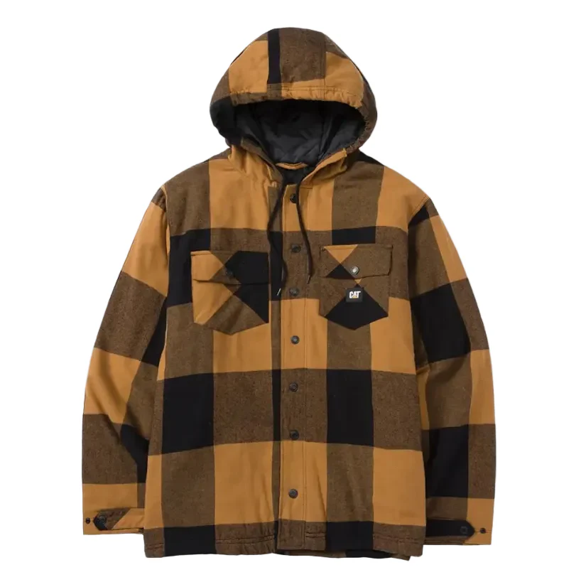 CAT Mens Hooded Flannel Shirt Jacket (1040045.12949) Black/Bronze - Image 6