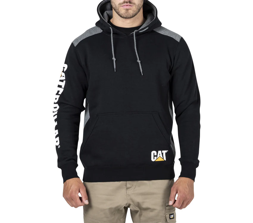 CAT Mens Logo Panel Hooded Sweatshirt (1910802) Black
