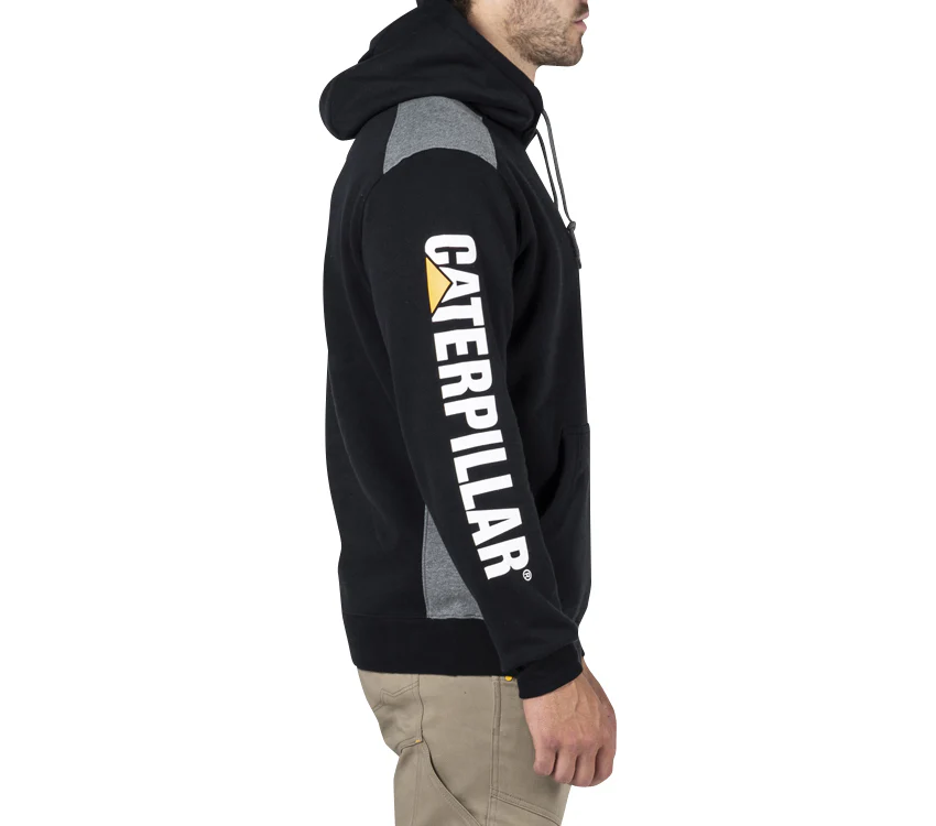 CAT Mens Logo Panel Hooded Sweatshirt (1910802) Black - Image 2