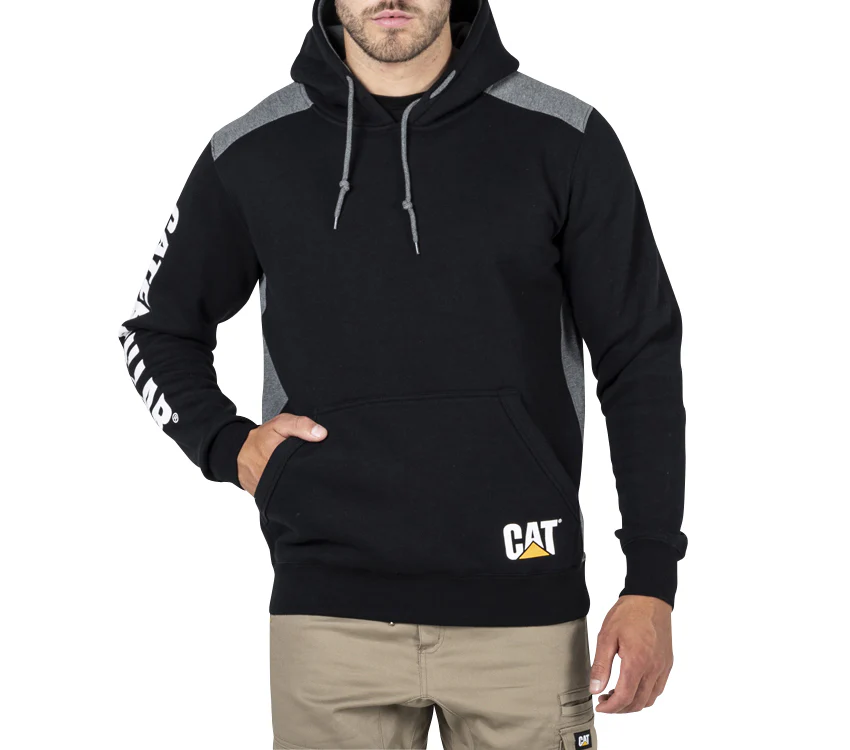 CAT Mens Logo Panel Hooded Sweatshirt (1910802) Black - Image 5