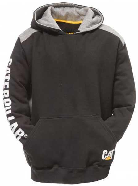 CAT Mens Logo Panel Hooded Sweatshirt (1910802) Black - Image 8