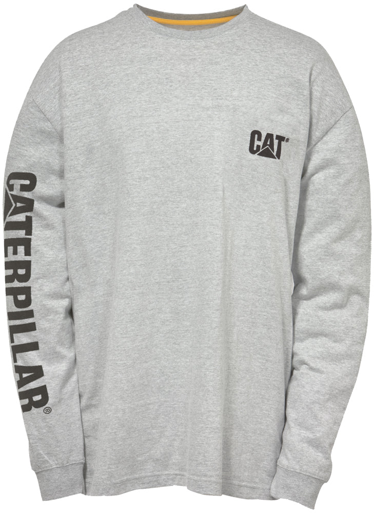 CAT Mens Trademark Banner L/S Tee (1510034) Heather Grey - Image 7
