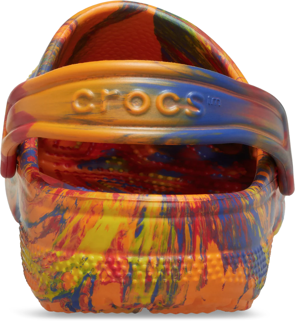 Crocs Childrens Classic Marbled Clogs (207464-83B) Orange Zing/Multi - Image 3