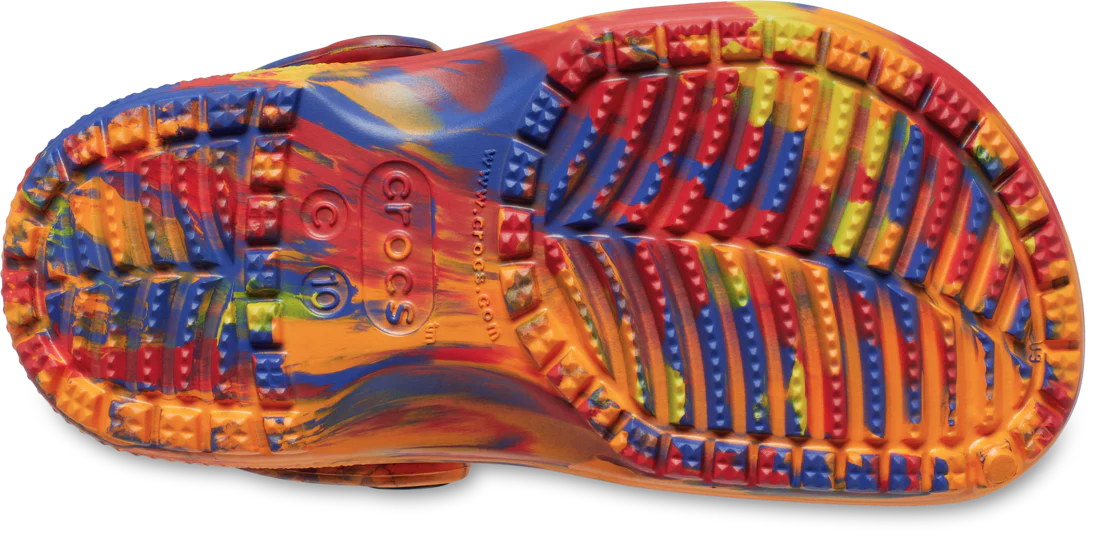 Crocs Childrens Classic Marbled Clogs (207464-83B) Orange Zing/Multi - Image 4