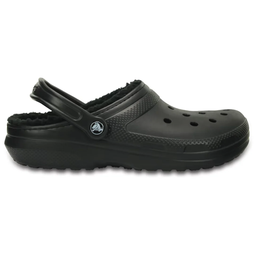 Crocs Unisex Classic Fuzz-Lined Clogs (203591-060) Black - Image 3