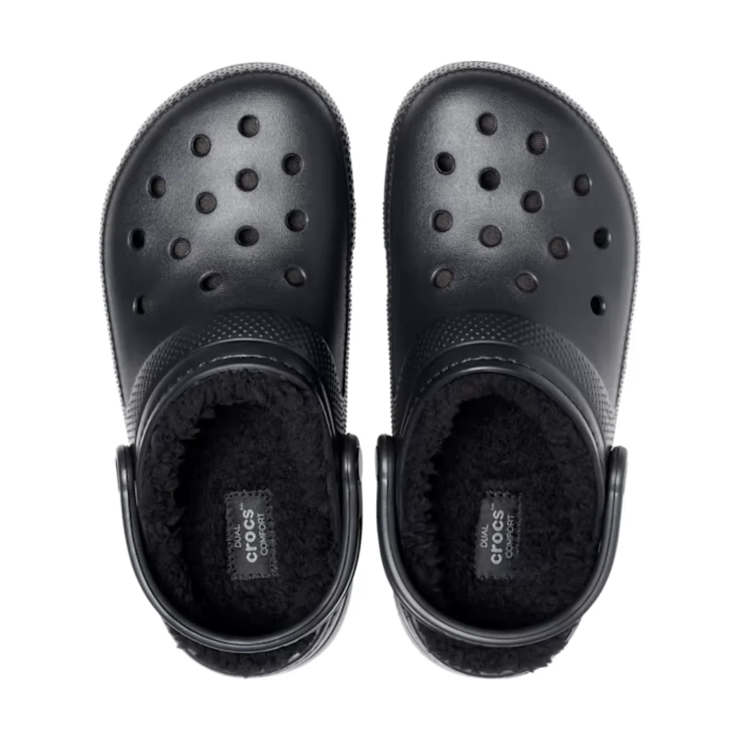Crocs Unisex Classic Fuzz-Lined Clogs (203591-060) Black - Image 4