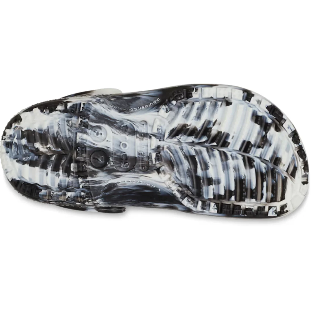 Crocs Unisex Classic Marbled Clogs (206867-103) White/Black - Image 3