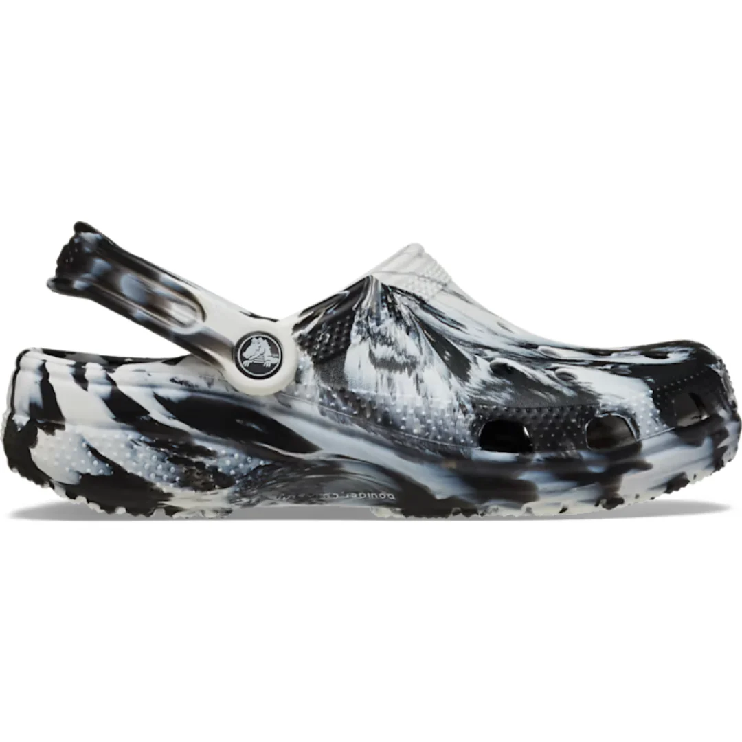 Crocs Unisex Classic Marbled Clogs (206867-103) White/Black - Image 6