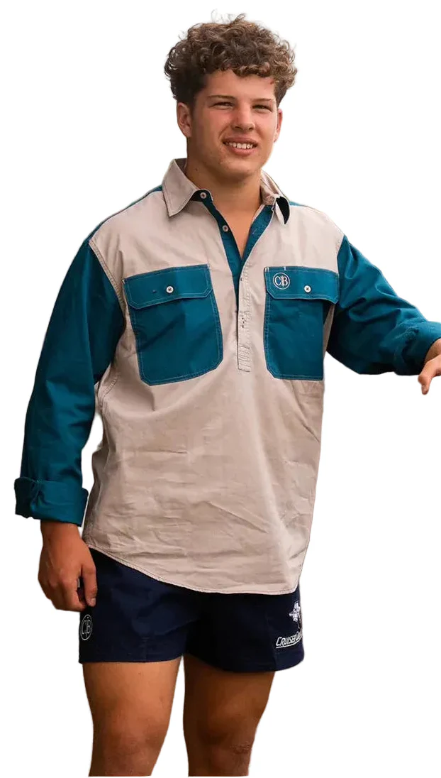 Crowbar Mens Harlequin Closed Front L/S Shirt (CBCHILLCFLSCD) Clay/Diesel [SD]
