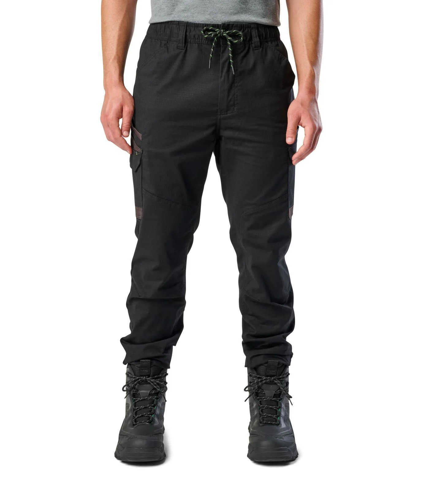 FXD Mens WP-12C Elastic Waist Stretch Ripstop Cuffed Work Pants (FX02506027) Black