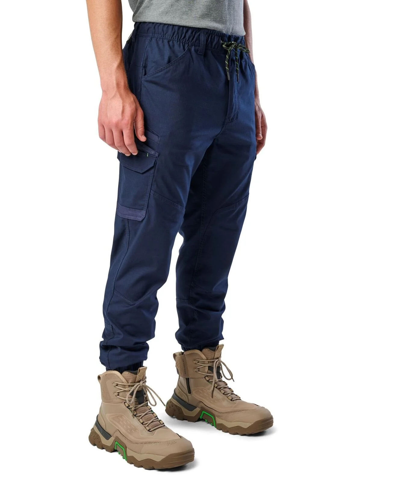 FXD Mens WP-12C Elastic Waist Stretch Ripstop Cuffed Work Pants (FX02506027) Navy - Image 2