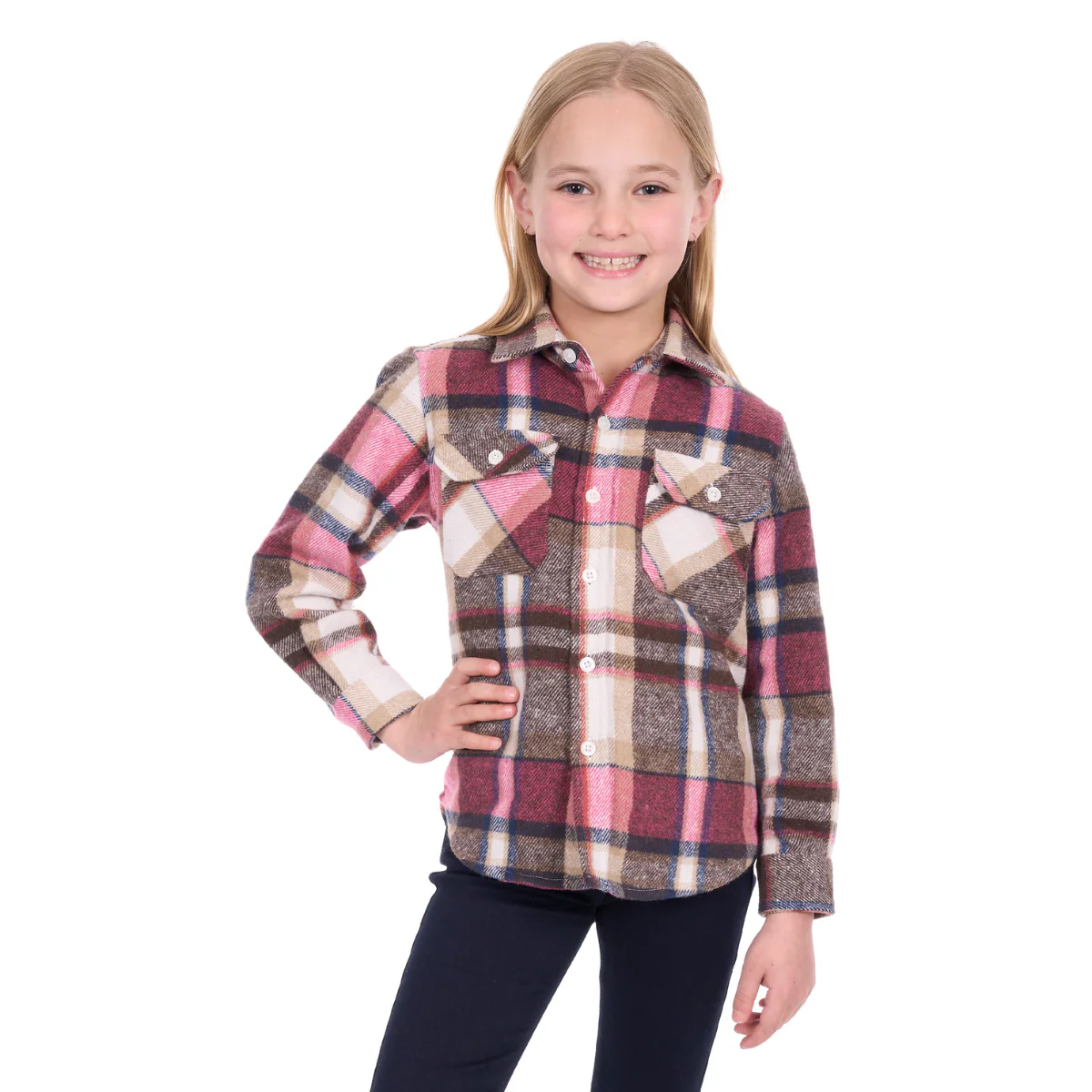 Hard Slog Childrens Ori Thermal L/S Shirt (H6W7115194) Pink/Tan