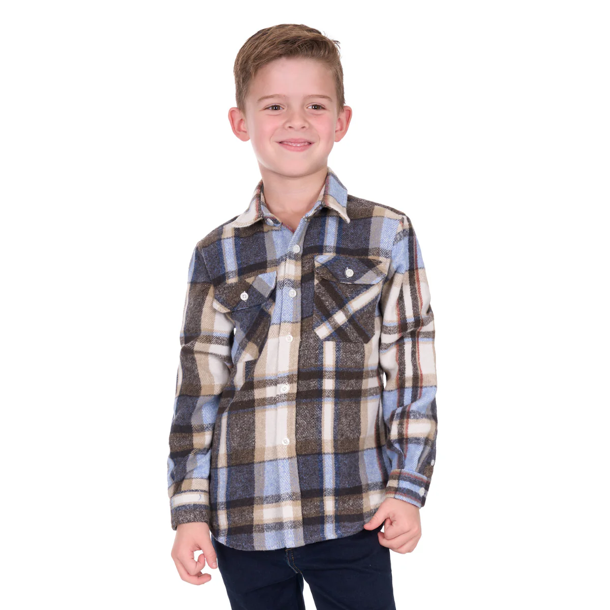 Hard Slog Childrens Victor L/S Thermal Shirt (H6W7115283) Tan/Light Blue