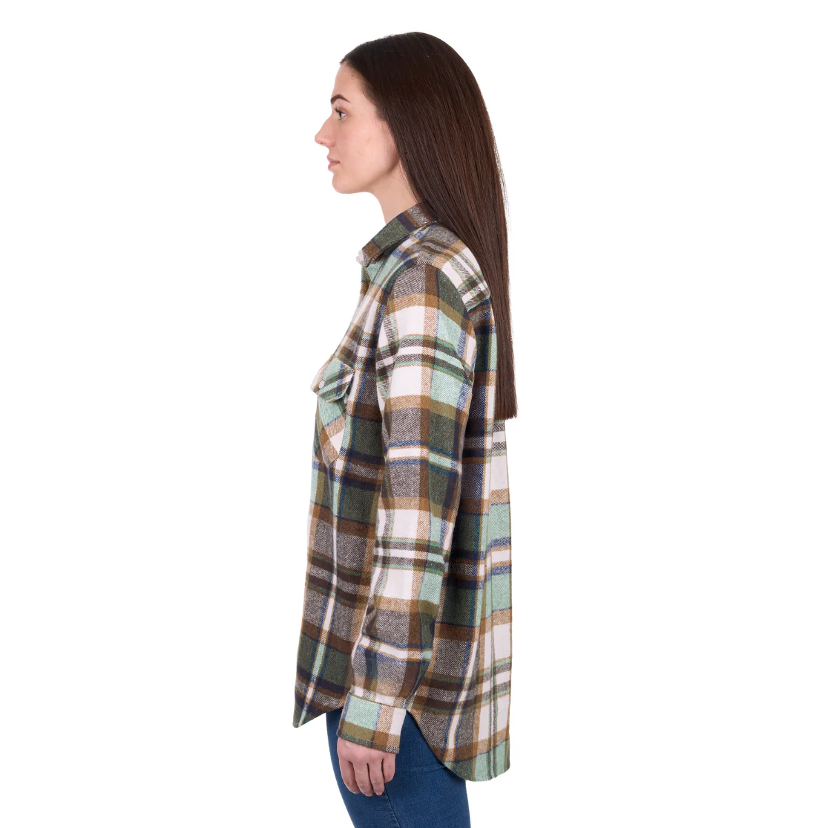 Hard Slog Womens Elle L/S Thermal Shirt (H6W2150195) Green/Tan - Image 2