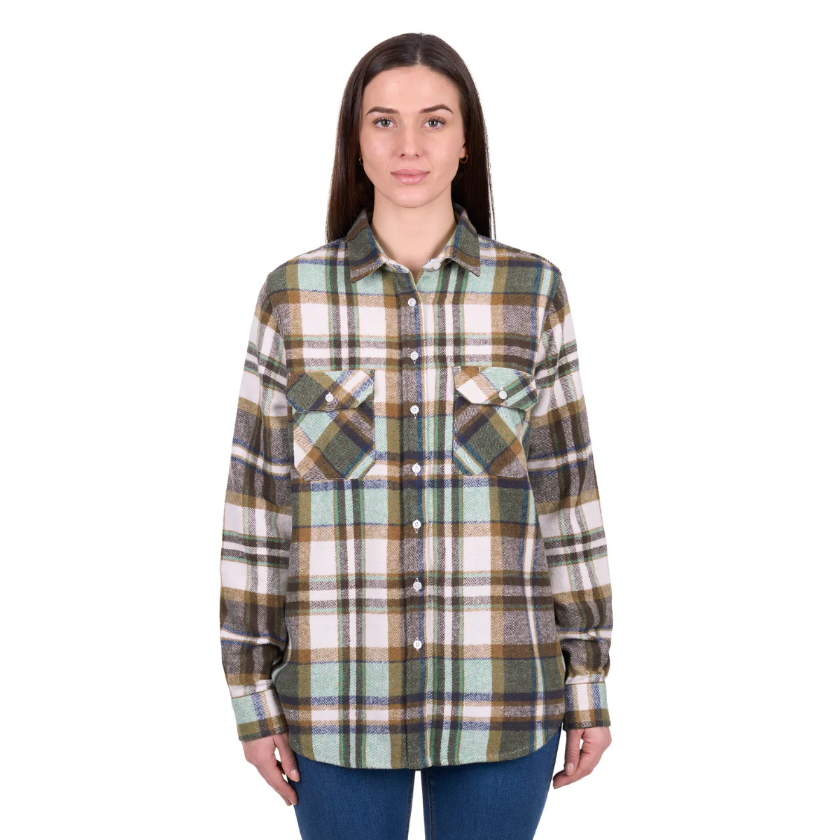 Hard Slog Womens Elle L/S Thermal Shirt (H6W2150195) Green/Tan - Image 4