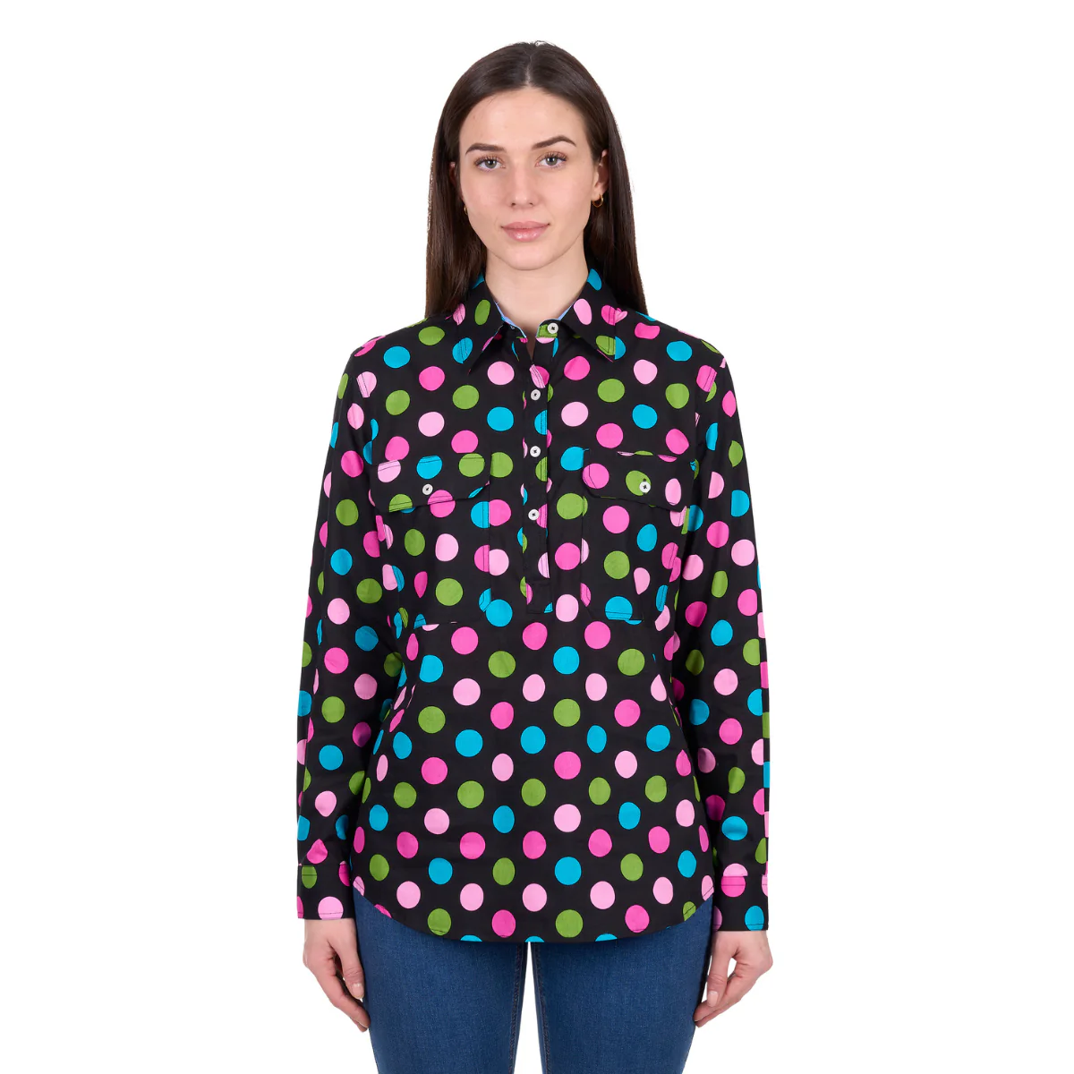 Hard Slog Womens Rena Half Button L/S Shirt (H6W2101178) Multi - Image 4
