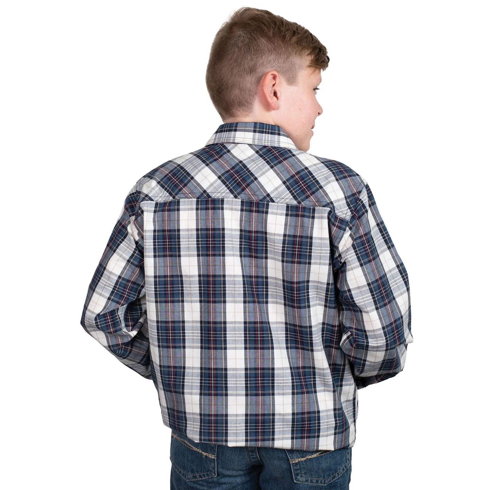 Just Country Boys Brayden Half Button L/S Print Shirt (BWLS2584) Navy/Red Plaid - Image 2
