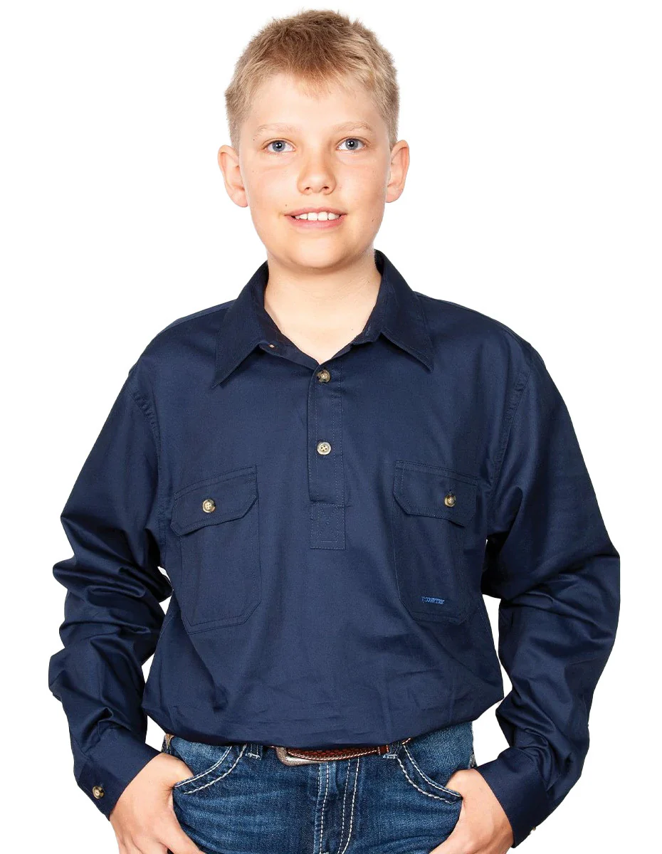 Just Country Boys Lachlan Half Button Work Shirt (30303) Navy - Image 4