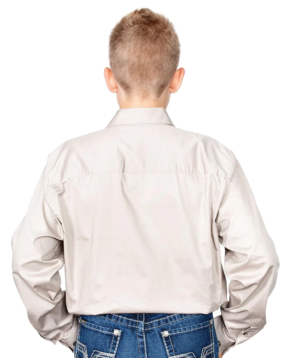 Just Country Boys Lachlan Half Button Work Shirt (30303) Stone - Image 2