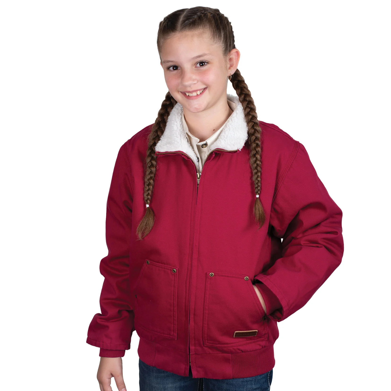 Just Country Childrens Diamantina Sherpa Jacket (BWOJ2601) Very Berry