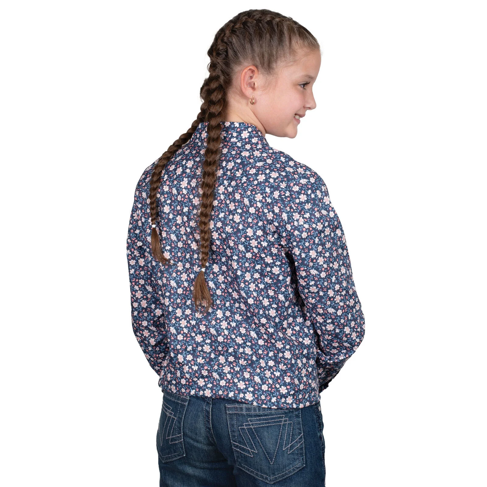 Just Country Girls Harper Half Button L/S Print Shirt (GWLS2565) Navy Daisy - Image 2