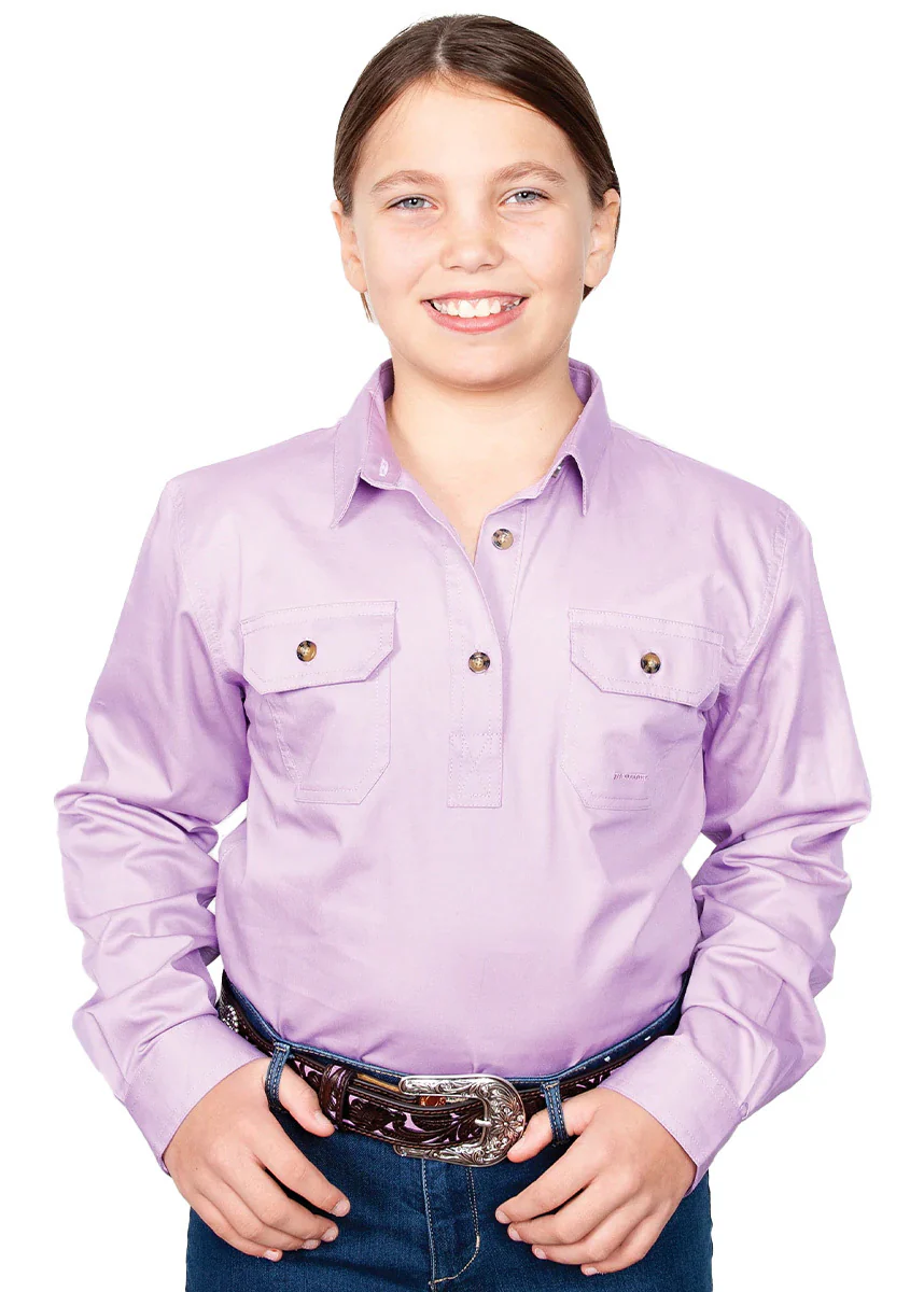 Just Country Girls Kenzie Half Button Work Shirt (60606) Orchid - Image 5