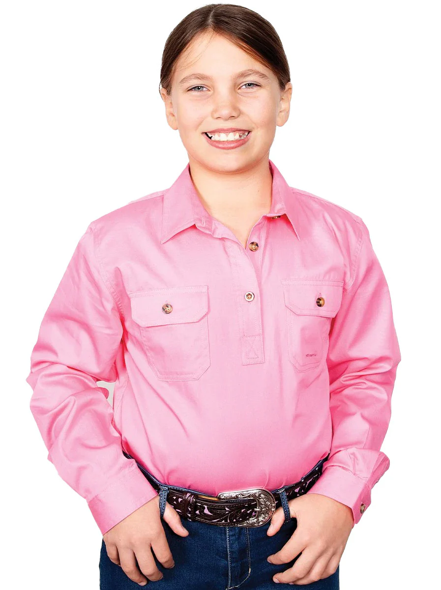 Just Country Girls Kenzie Half Button Work Shirt (60606) Rose - Image 7